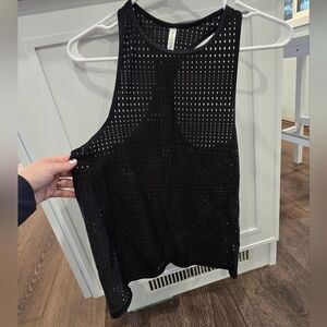 Athleta Black Sleeveless Mesh Top